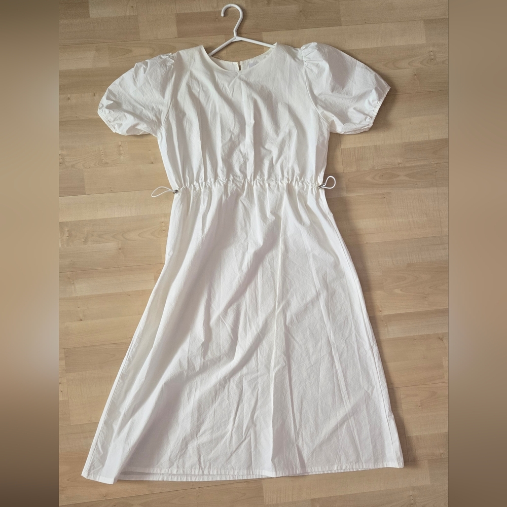 Cotton Puff Sleeve White Dress